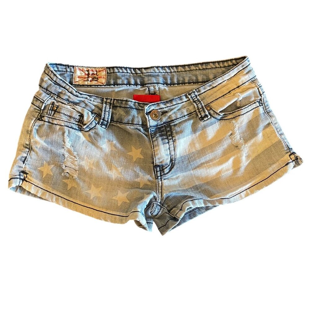 1st‎ Kiss American Flag StarsStripes Denim Shorts Size 7 patrioctic USA